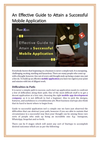 An Effective Guide to Attain a Successful Mobile Application