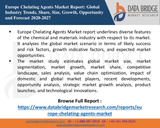 Europe Chelating Agents Market is Surge to Witness Huge Demand at a CAGR of 4.7%