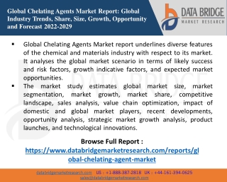 Global Chelating Agents Market Analysis, Growth, Demand Future Forecast 2029