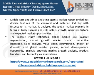 Middle East and Africa Chelating agents Market size, Scope, Growth Opportunities