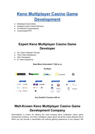 Keno Multiplayer Casino Game Development