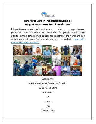 Pancreatic Cancer Treatment In Mexico Integrativecancercentersofamerica.com