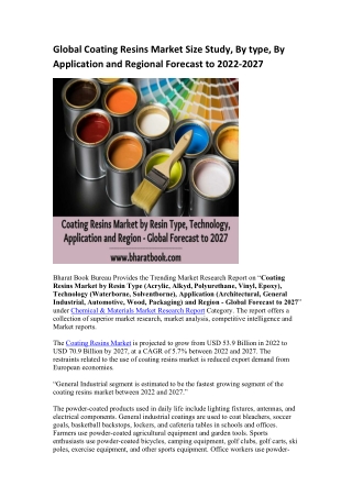 Global Coating Resins Market Research Report 2022-2027