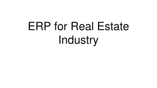 ERP for Real Estate Industry