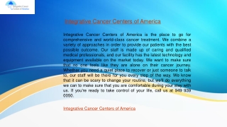 Integrative Cancer Centers of America Cancer Treatment Centers