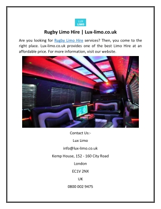 Rugby Limo Hire  Lux-limo.co.uk