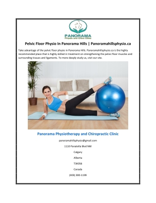 Pelvic Floor Physio In Panorama Hills | Panoramahillsphysio.ca