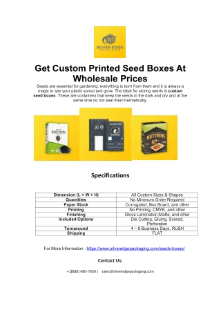 Get Custom Printed Seed Boxes At Wholesale Prices