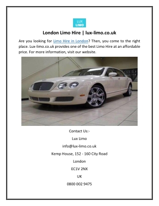 London Limo Hire  lux-limo.co.uk