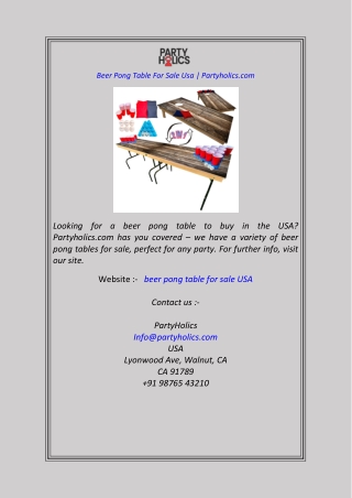 Beer Pong Table For Sale Usa Partyholics.com
