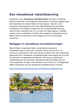 Nieuwbouw vakantiewoning kopen