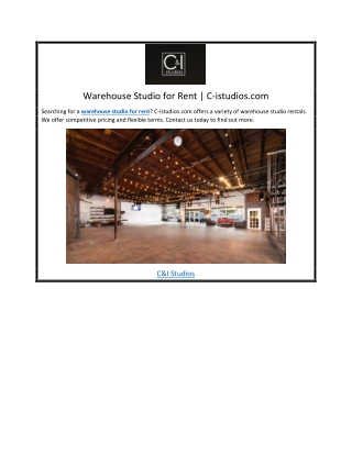 Warehouse Studio for Rent | C-istudios.com