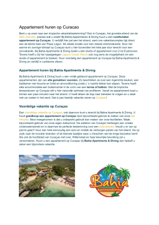 Bahia  Appartement huren Curacao