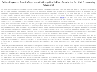Deliver Employee Benefits Together with Group Health Plans D