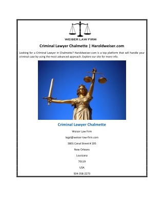Criminal Lawyer Chalmette | Haroldweiser.com