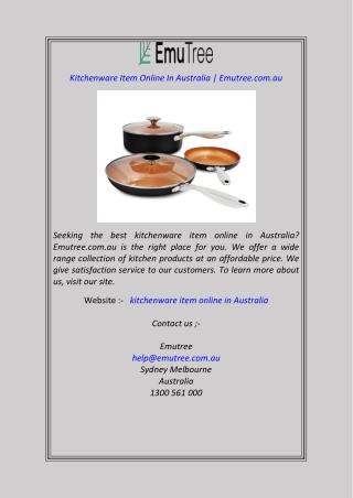 Kitchenware Item Online In Australia  Emutree.com.au