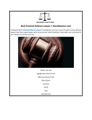 Best Criminal Defense Lawyer | Haroldweiser.com
