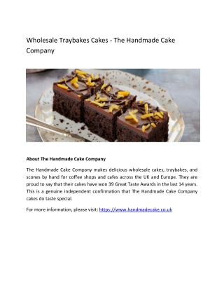 Wholesale Traybakes Cakes - The Handmade Cake Company