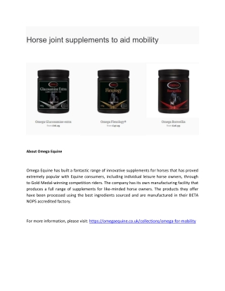 Horse Joint Supplements to Aid Mobility - Omega Equine