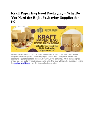 Custom Food Boxes - Use Unique Packaging to Improve Branding