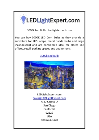 3000k Led Bulb | Ledlightexpert.com