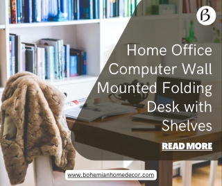 Home Office Computer Wall Mounted Folding Desk with Shelves