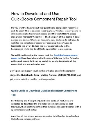 How to Download the QuickBooks Component Repair Tool: