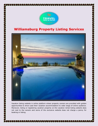 Williamsburg Property Listing Services