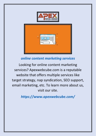 Online Content Marketing Services | Apexwebcube.com