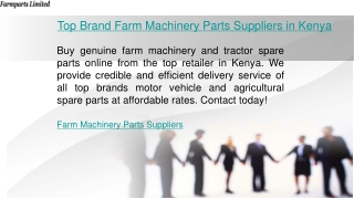 Top Brand Farm Machinery Parts Suppliers in Kenya