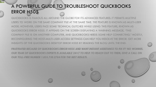 Resolve QuickBooks error H505 with easiest steps