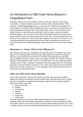 An Introduction to CBD Kush Hemp Blossom | FingerBoard Farm