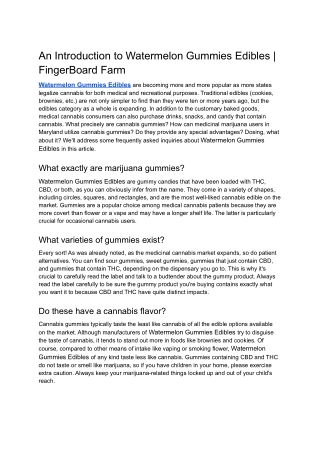 An Introduction to Watermelon Gummies Edibles | FingerBoard Farm