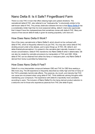Nano Delta 8: Is it Safe? FingerBoard Farm