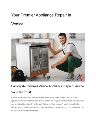 Your Premier Appliance Repair in Venice