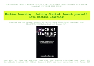 Free download [epub]$$ Machine Learning - Getting Started Launch yourself into machine learning! {PDF EBOOK EPUB KINDLE}
