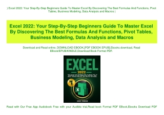 ^READ) Excel 2022 Your Step-By-Step Beginners Guide To Master Excel By Discovering The Best Formulas And Functions  Pivo