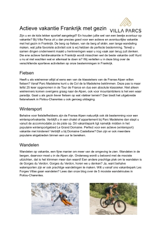 Actieve vakantie Frankrijk met gezin