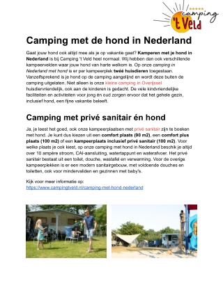 Camping met de hond in Nederland