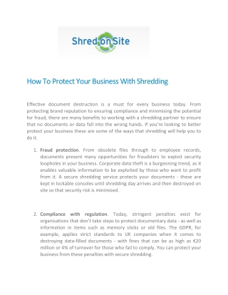 How To Protect Your Business With Shredding - Shred on Site