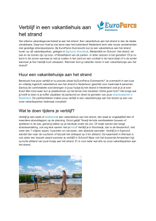 Duinresorts  Vakantiehuis aan het strand