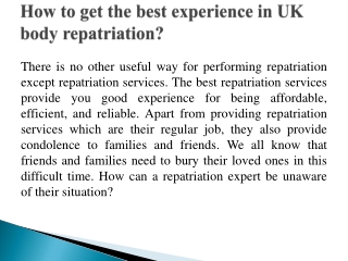 UK Body Repatriation