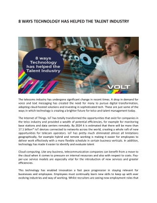 8 ways Technology has helped the Talent Industry - Volt International
