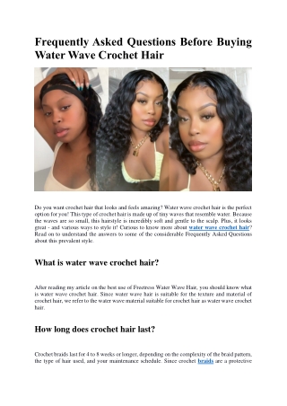 Frequently Asked Questions Before Buying Water Wave Crochet Hair