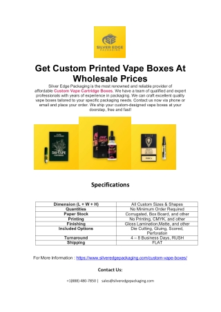 Get Custom Printed Vape Boxes At Wholesale Prices