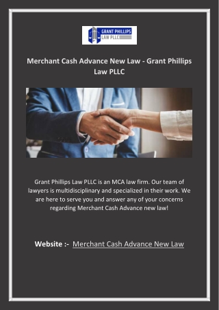 Merchant Cash Advance New Law - Grant Phillips Law PLLC