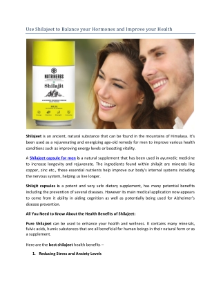 Use Shilajeet to Balance your Hormones and Improve your Health