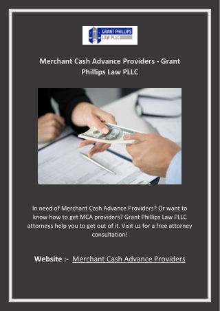 Merchant Cash Advance Providers - Grant Phillips Law PLLC