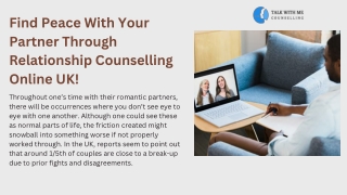 Find Peace With Your Partner Through Relationship Counselling Online UK!