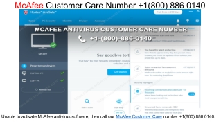 McAfee Customer  1(800) 886 0140 Support